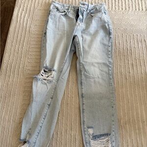 Good American Light Blue Ripped Boyfriend Jeans